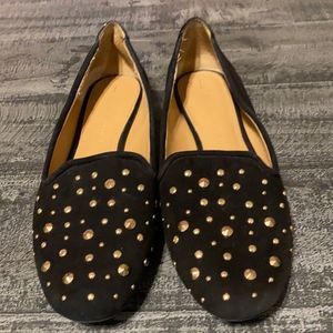 Banana Republic Black And Gold Studded Flats
